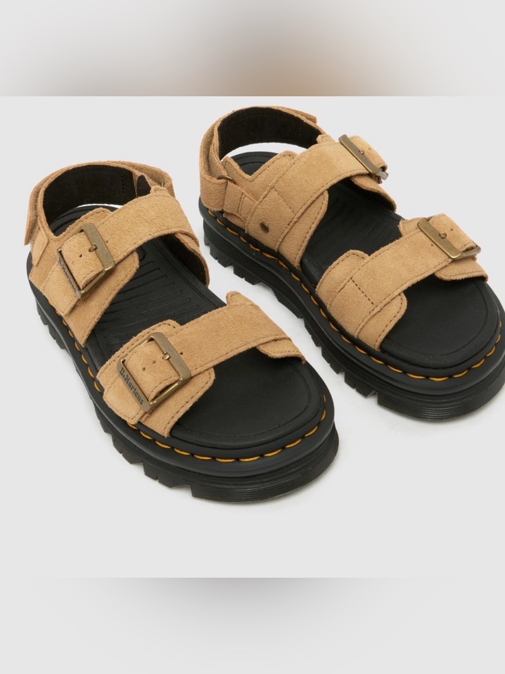 Dr. Martens Zebzag EH Suede Platform Sandals Savannah Tan NIB US 9